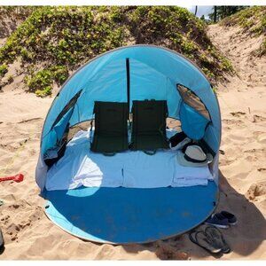 UPF 50+ Easy Pop Up 3-4 Person Beach Tent Sport Umbrella Instant Sun Shade